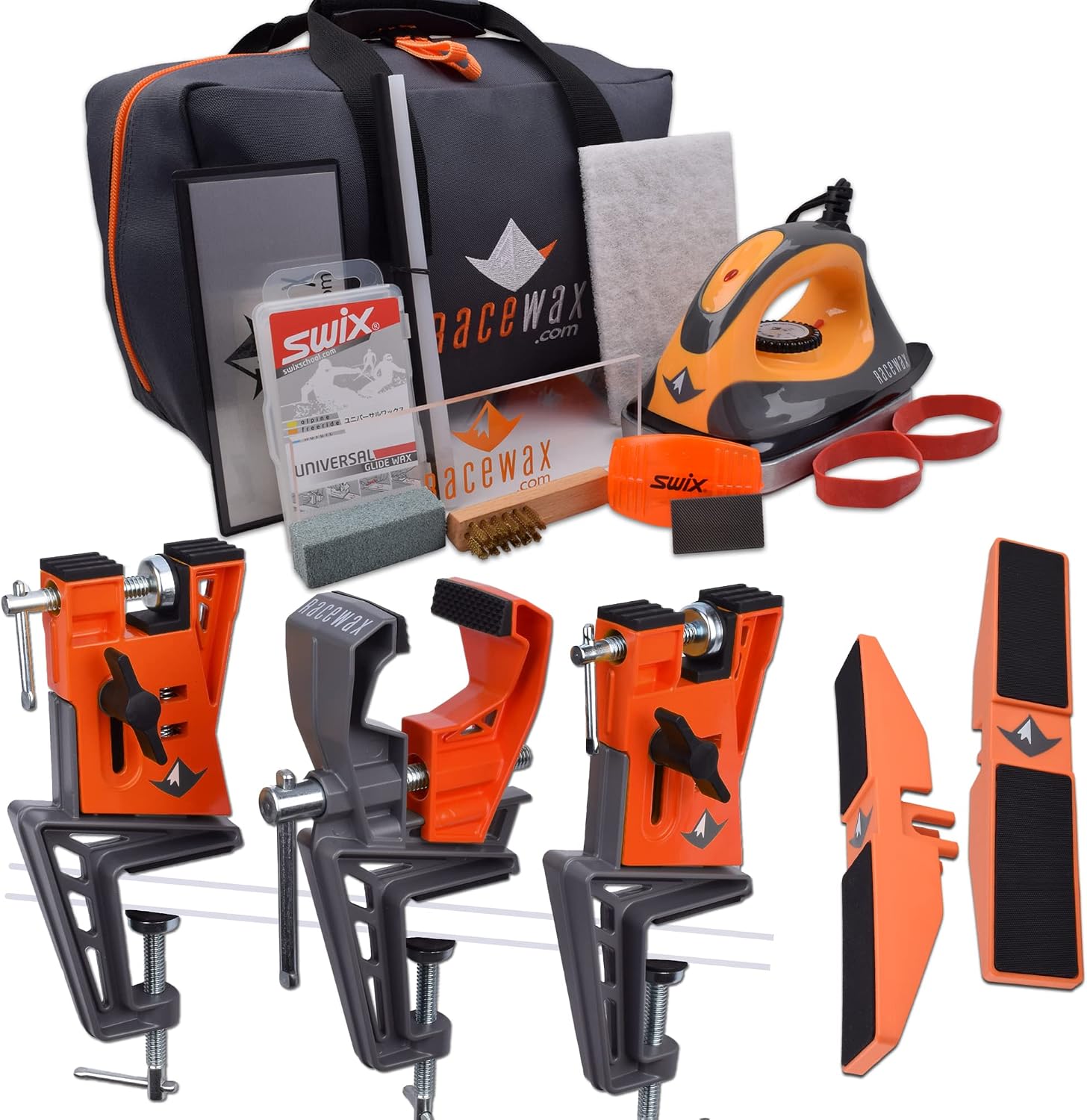 RaceWax Uni Ski Wax Tuning Kit + Metal World Cup Ski Vise + Snowboard Adapter - (ZB-5501)