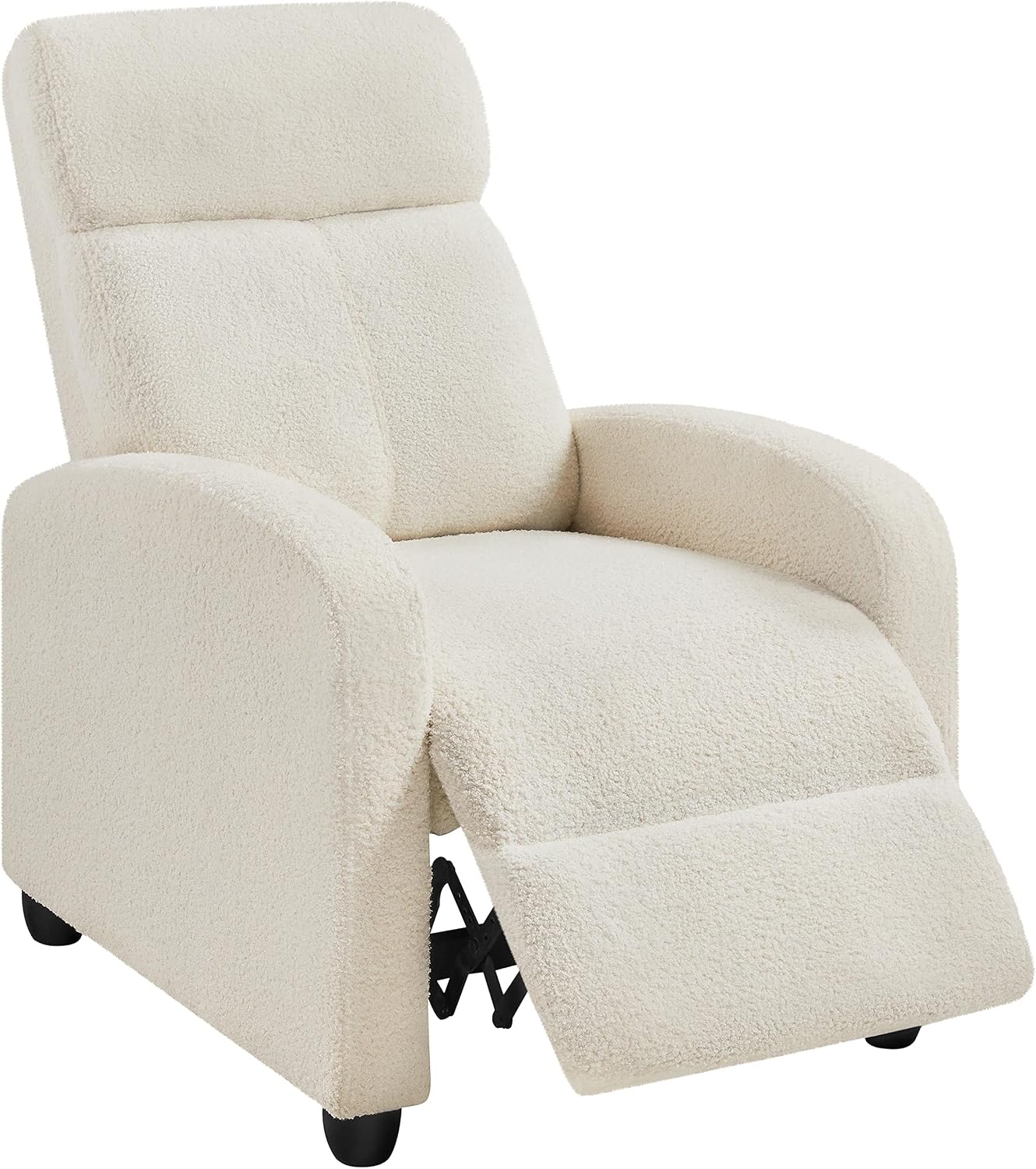 Topeakmart Fabric Recliner Chair Adjustable Modern Single Sofa Chair with Pocket Spring Living Room Bedroom Home Theater Ivory