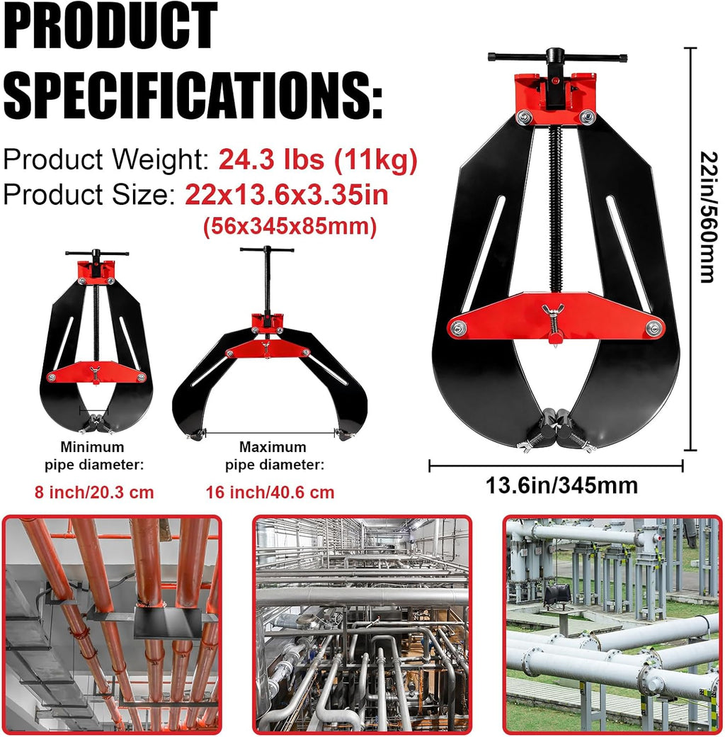 8'-16' Heavy Duty Pipe Alignment Clamp, Professional Quick Release T-Handle for Welding & Fittin