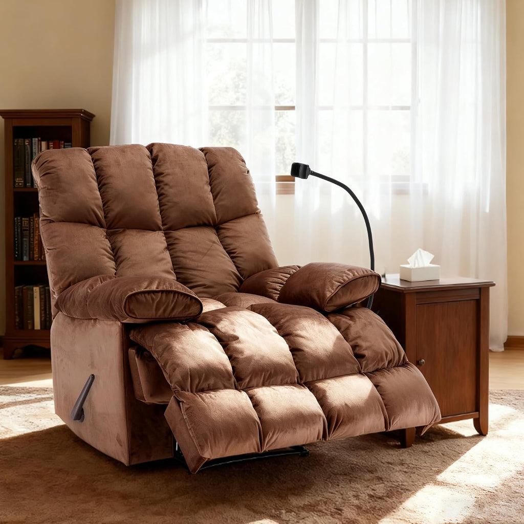 Manual Adjustable Oversized Recliner Chair with Phone Holder, Extra Large Recliner for Heavy Duty Adults 400lbs, Big Man Recliners for Living Room, Nursery, RV