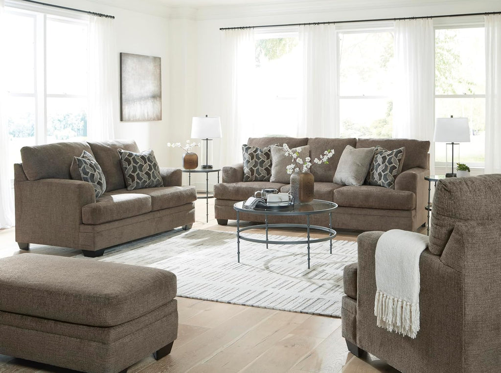 Signature Design by Ashley Stonemeade Urban Upholstered Oversized Chair with Reversible Seat Cushion, 1 Throw Pillow and Track Arms, Gray