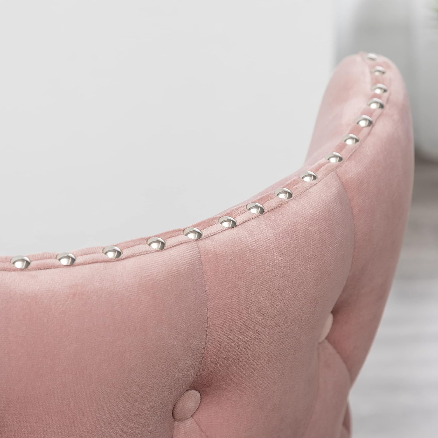 Lindale Contemporary Velvet Upholstered Nailhead Trim Accent Chair, Pink