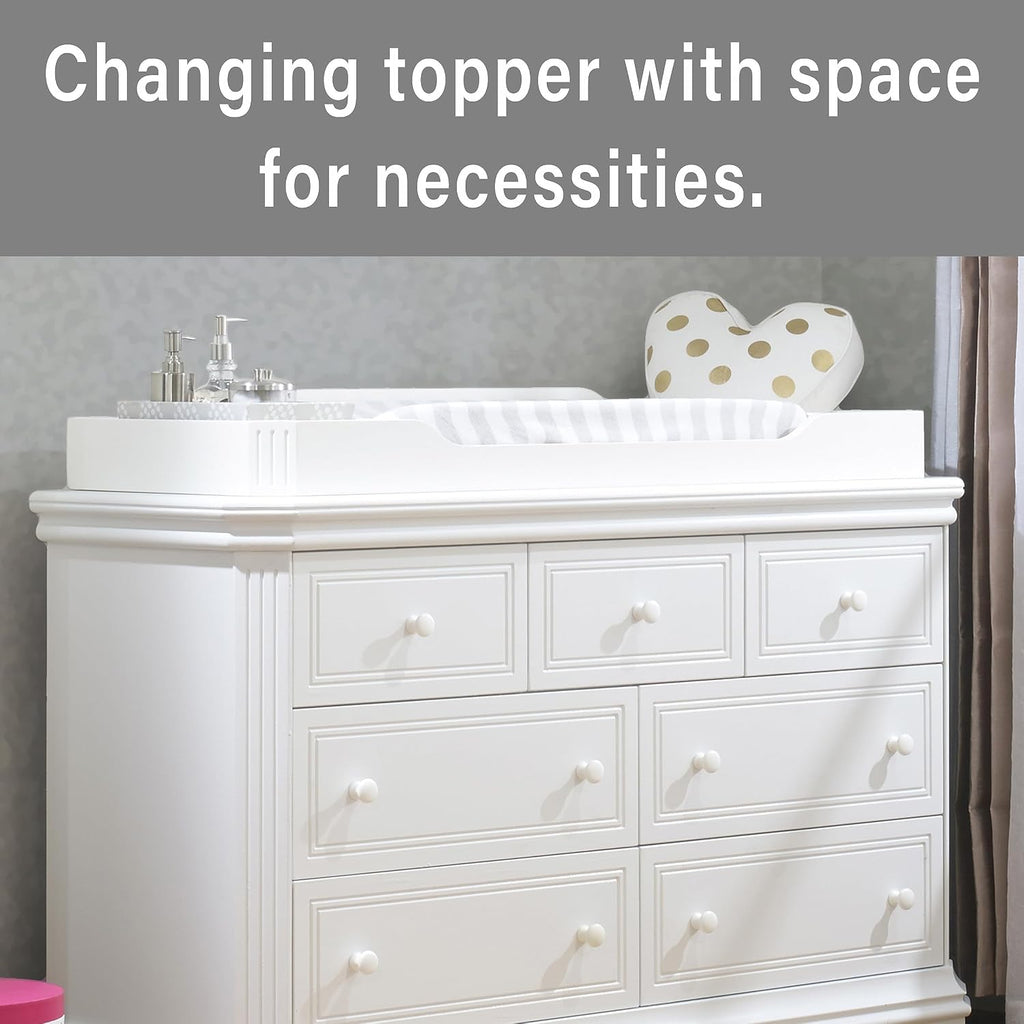 Sorelle Furniture Changing Table Topper for Dresser, Dressing and Diaper Changing Solution for Baby Dresser, Nursery Furniture-White