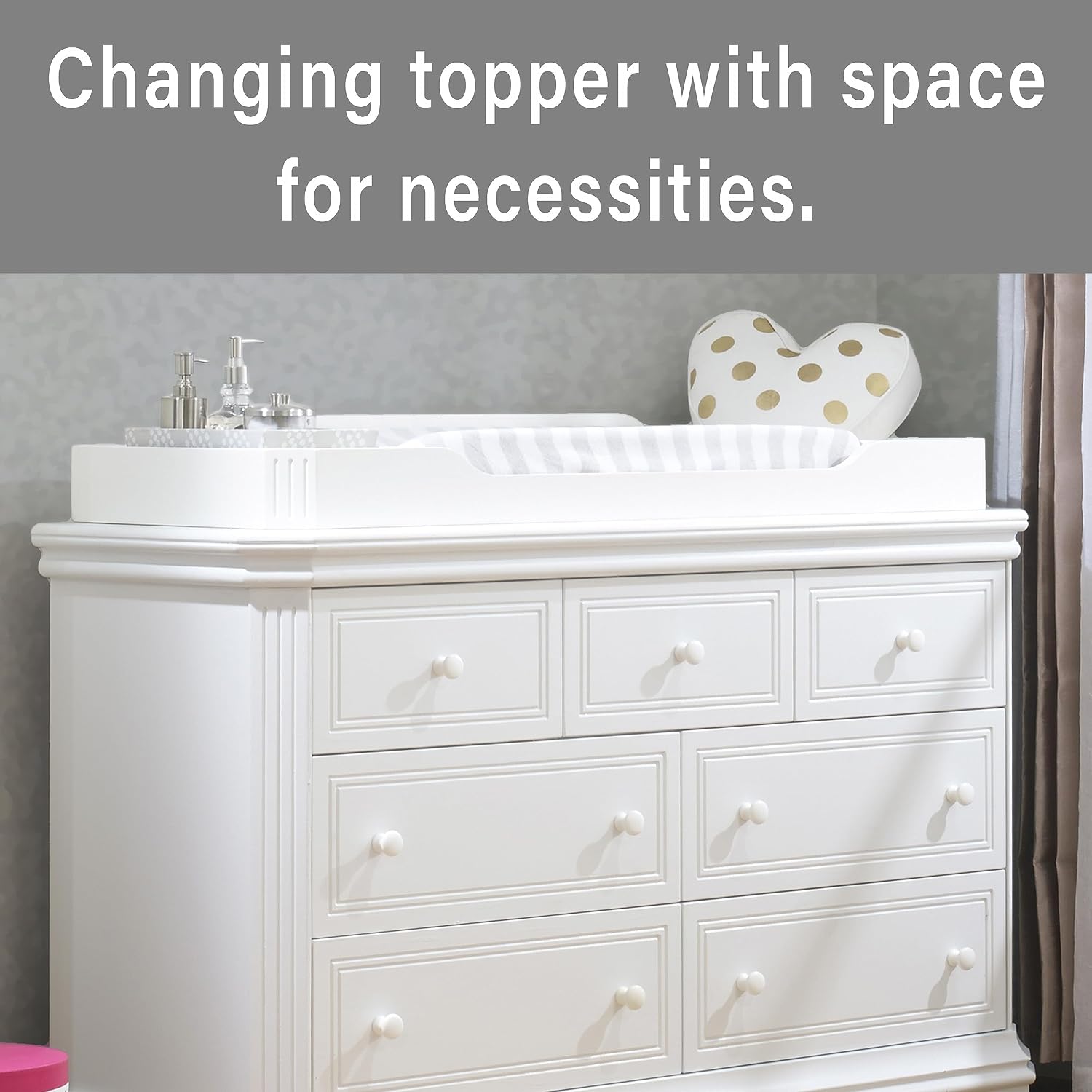 Sorelle Furniture Changing Table Topper for Dresser, Dressing and Diaper Changing Solution for Baby Dresser, Nursery Furniture-White