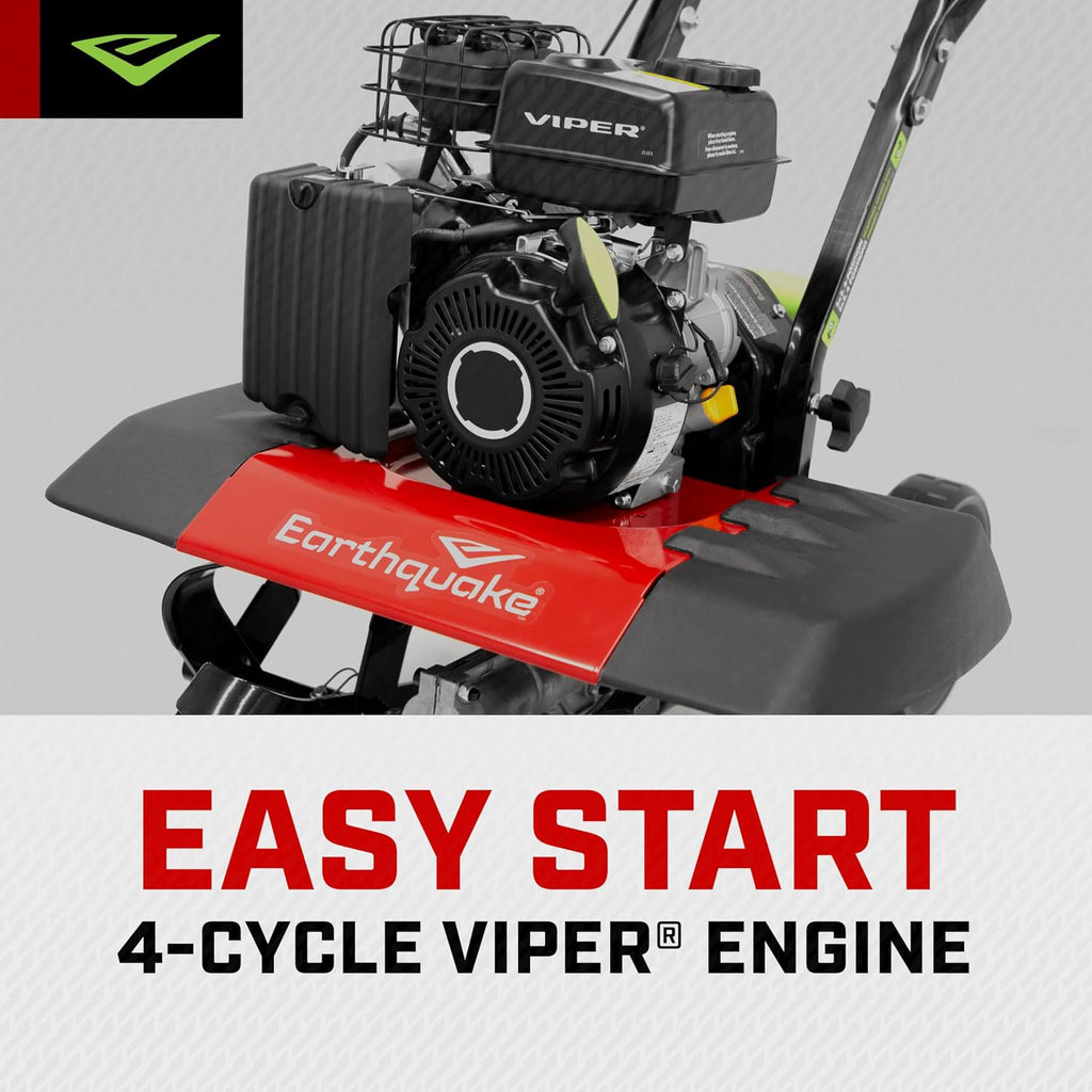Earthquake 20015 Versa 2-in-1 Tiller Cultivator with a 99cc 4-Cycle Viper Engine, 2-in-1 Front Tine Tiller and Cultivator, Removable Side Shields and Outer Tines