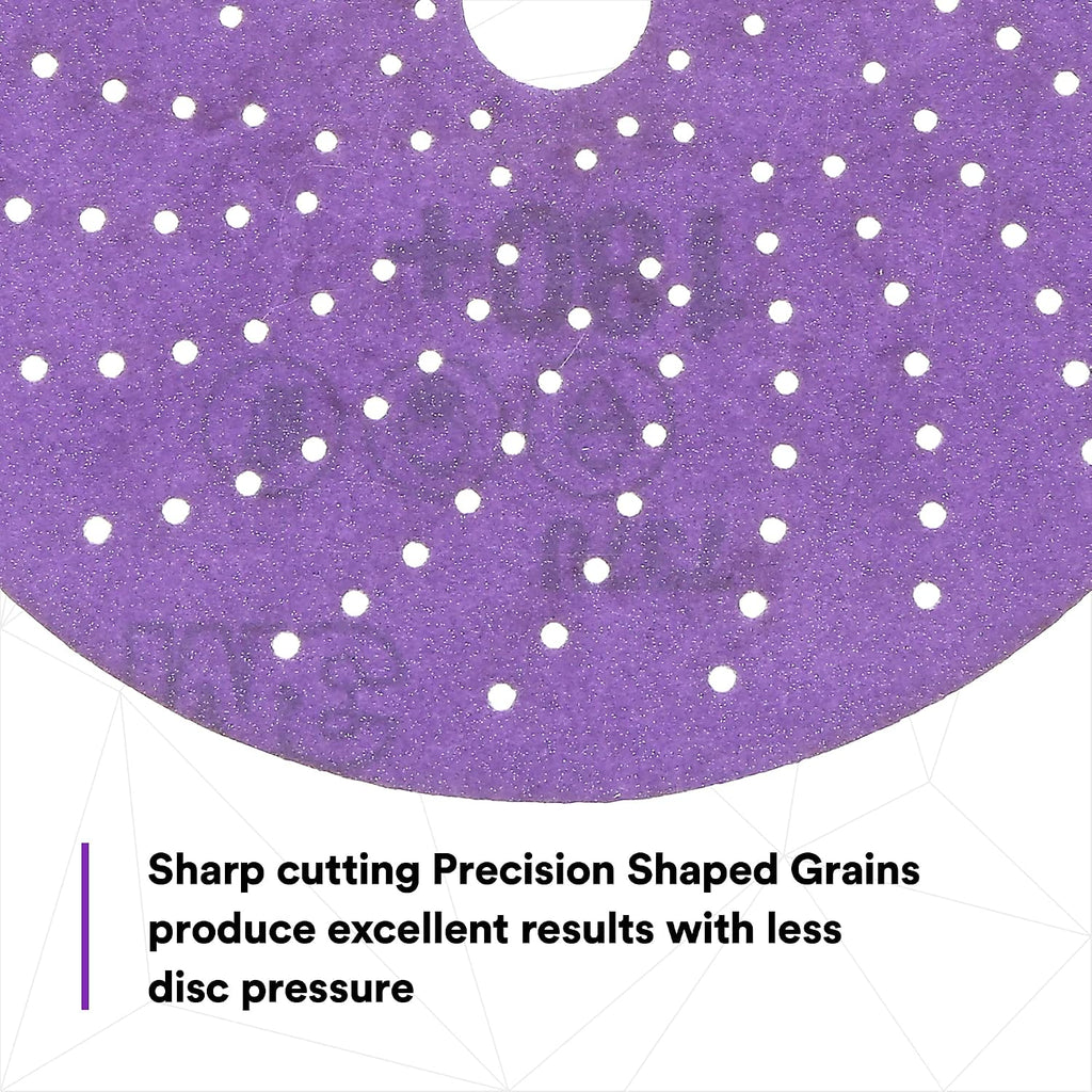 3M Cubitron, Hookit Clean Sanding Abrasive Disc 31374, 6 in, 180+ Grade, 50 Count Discs, Virtually Dust-Free, High Performance, Multi-Hole Pattern, Feather Edging, Stock Removal (Pack of 4)