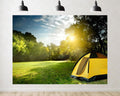 Trykid 20x10ft Yellow Tent Green Forest Camping Backdrop Outdoor Adventure Nature Photography Background Travel Event Tapestry Party Decoration Photo Studio Prop Fabric