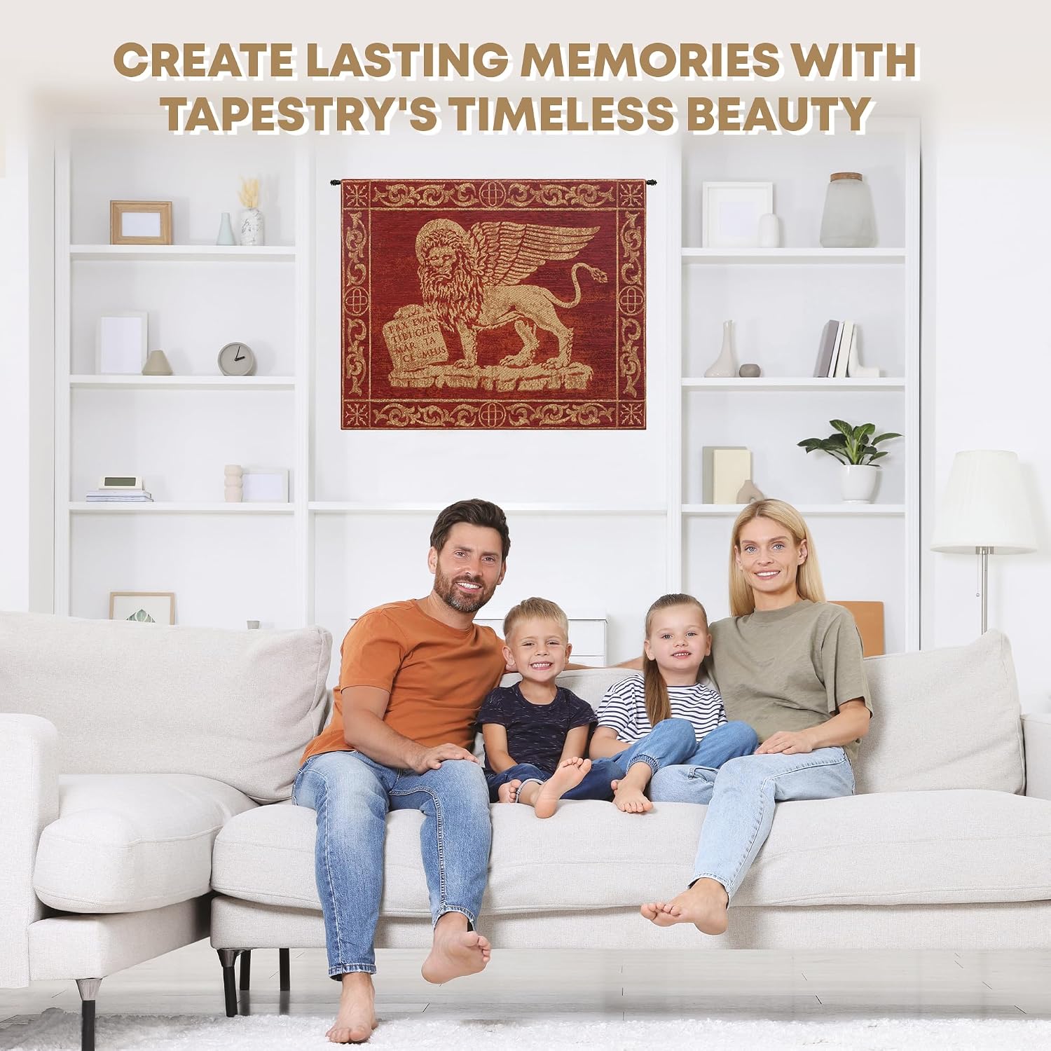 Charlotte Home Furnishings Inc. Leone Rosso Italian Tapestry Wall Hanging 20 X 26 Inch Viscose Cotton & Polyester Blend Wall Art Perfect for Home Decor & Wall Decor By Alberto Passini