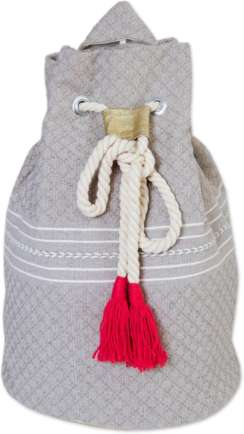 NOVICA Artisan Handcrafted Cotton Backpack Striped Drawstring Mexico Handbags Beige Backpacks Patterned Woven ' Day Trip Dream'