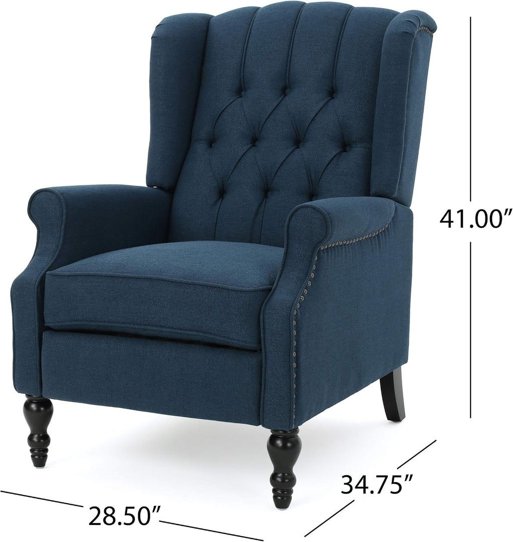 Christopher Knight Home Earlean Fabric Recliner (Set of 2), Navy Blue, Dark Brown
