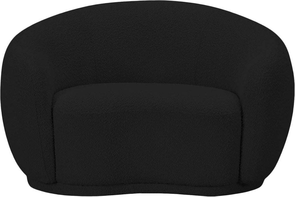 Meridian Furniture 693Black-C Hyde Collection Modern | Contemporary Boucle Fabric Upholstered Accent Chair with Rounded Back, Black, 42' W x 38' D x 27.5' H