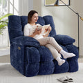Rocker Recliner Chair 42' Power Swivel Recliner for Living Room Overstuffed Extra Wide Rocking Recliners with Breathable Soft Fabric Up to 400lbs(Eletric Blue)