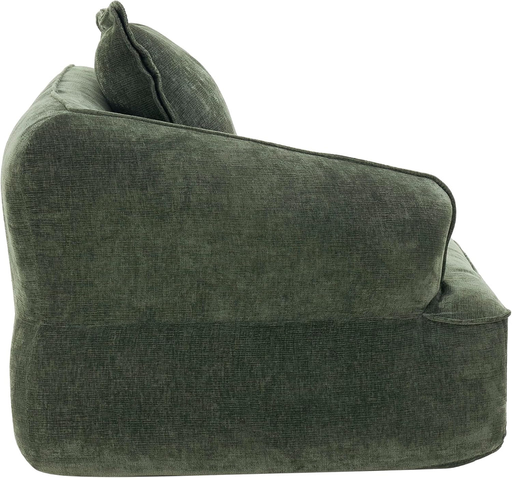 Christopher Knight Home Zacha 121' Modular L-Shape Sofa Couch with Chaise Lounge, Modern Boneless Sofa for Living Room, Fabric Upholstered Cloud Couch with Deep Seat, Olive Green
