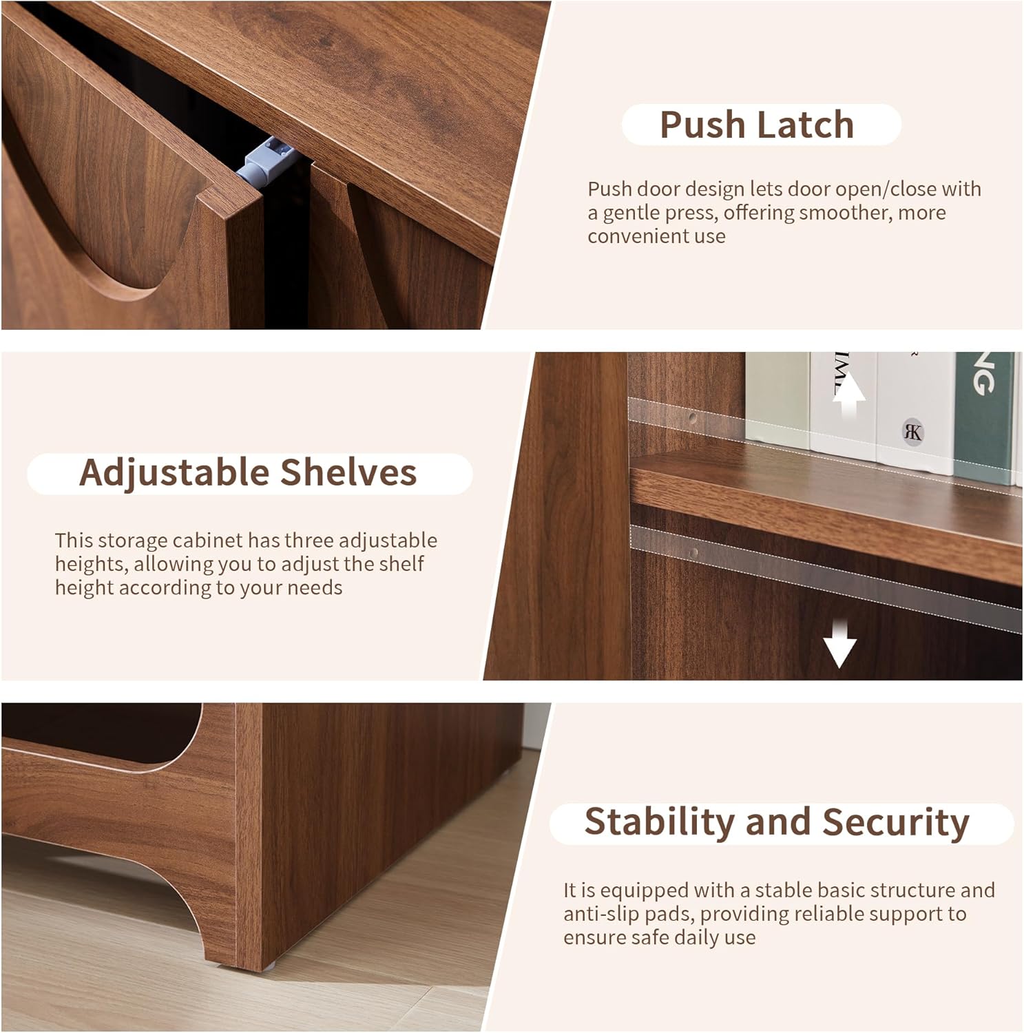 Bifins Sideboard Buffet Cabinet with Storage, 31.5' Mid Century Modern Storage Cabinet with Adjustable Shelf and 2 Doors for Dining Room, Living Room,Entry