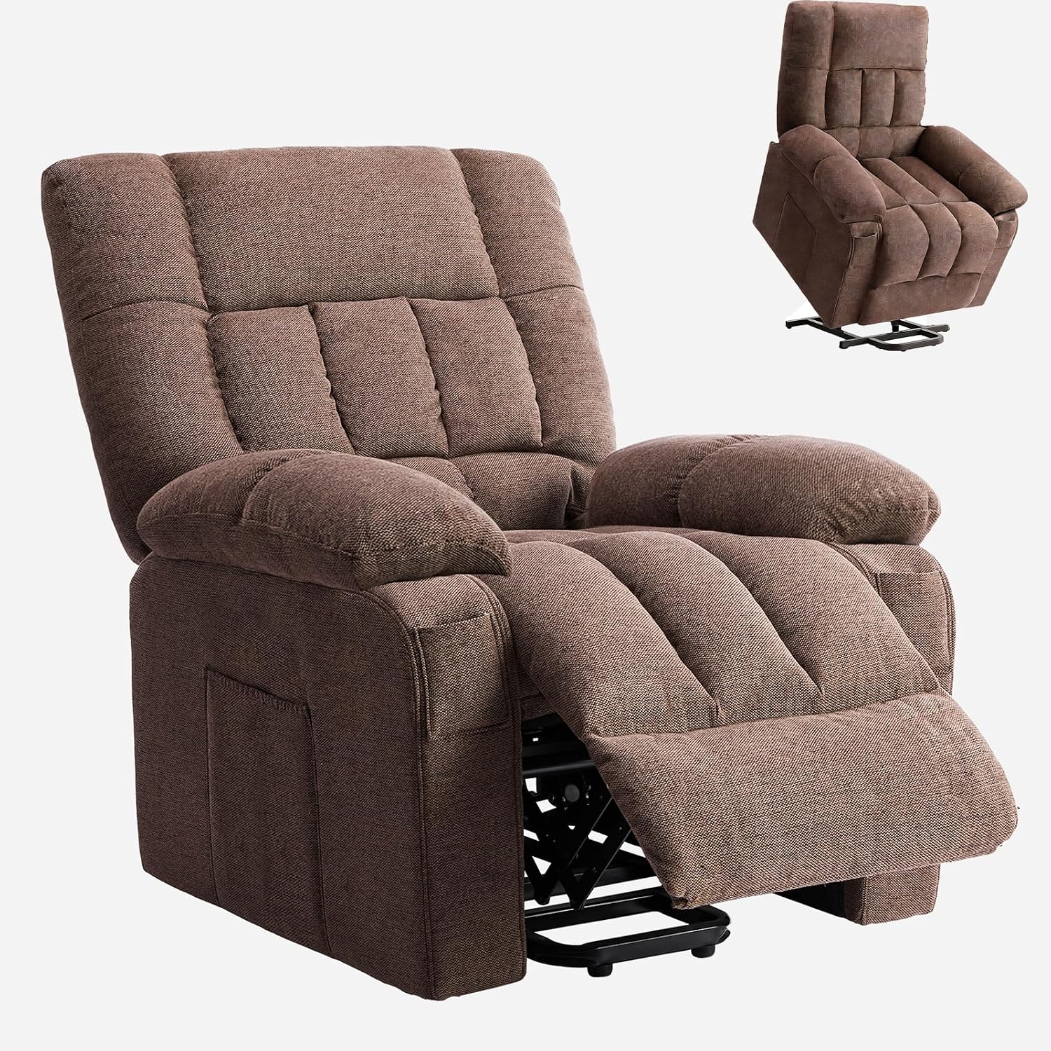 Power Lift Recliner Chair for Adult with Heated and Full Body Massage, Glider Nursery Chair with Cup Holder and USB Charge Port, Oversided Swivel Rocker Recliner for Living/Study/Bedroom Room, Pro