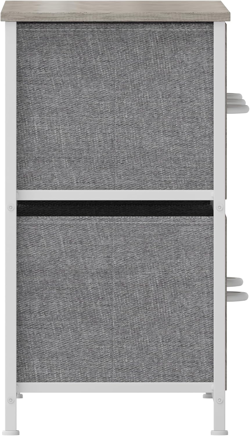 Flash Furniture Harris 5 Drawer Storage Dresser, Cast Iron Frame, Engineered Wood Top and Easy Pull Non-Woven Fabric Drawers with Wooden Handles, White/Light Natural