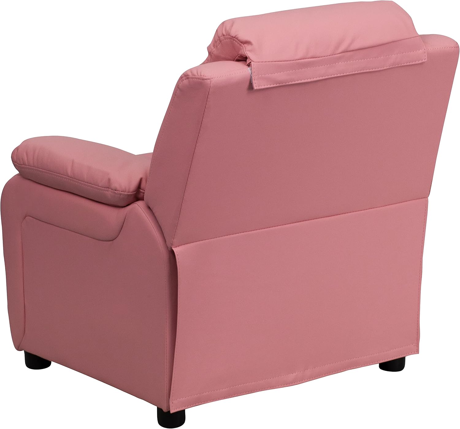 Flash Furniture Charlie Vinyl Kids Recliner with Flip-Up Storage Arms and Safety Recline, Contemporary Reclining Chair for Kids, Supports up to 90 lbs., Pink
