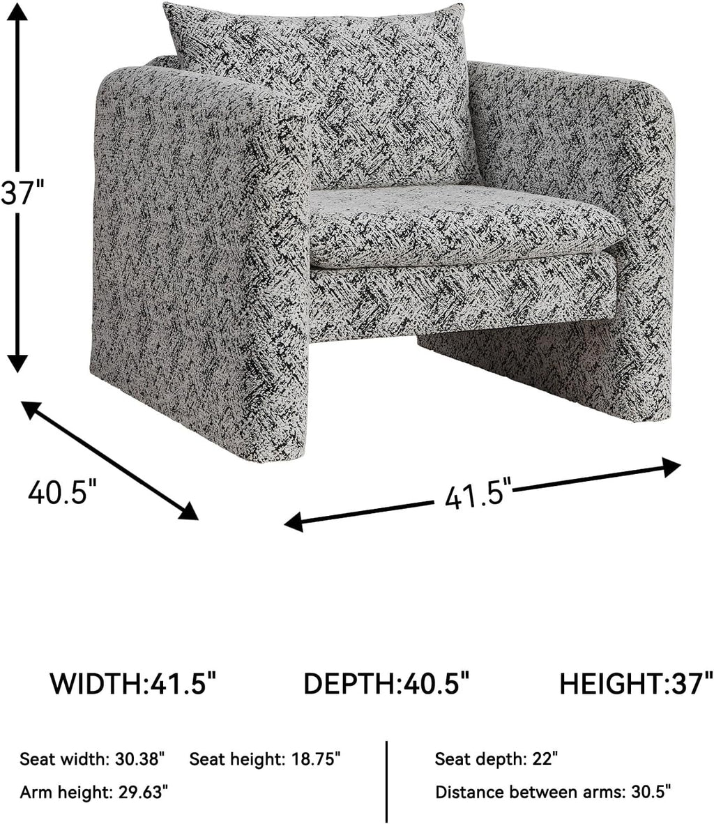 Signature Design by Ashley Kenbell Contemporary Geometric Patterned Accent Chair with Loose Cushions, Black & White