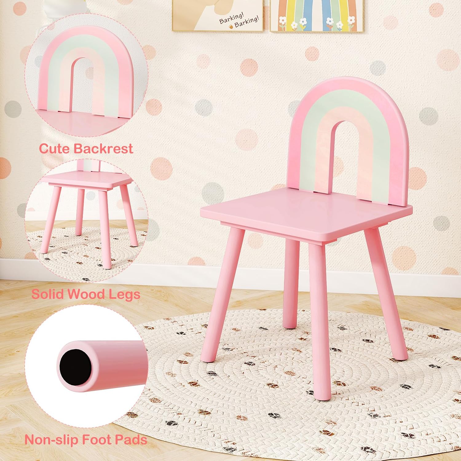 HONEY JOY Kids Vanity, Cloud Shape Wooden Girls Vanity Set with Mirror and Stool, Drawers, Storage Cabinet, Toddler Makeup Desk Dressing Table, Pretend Play Kids Vanity Table and Chair Set (Pink)
