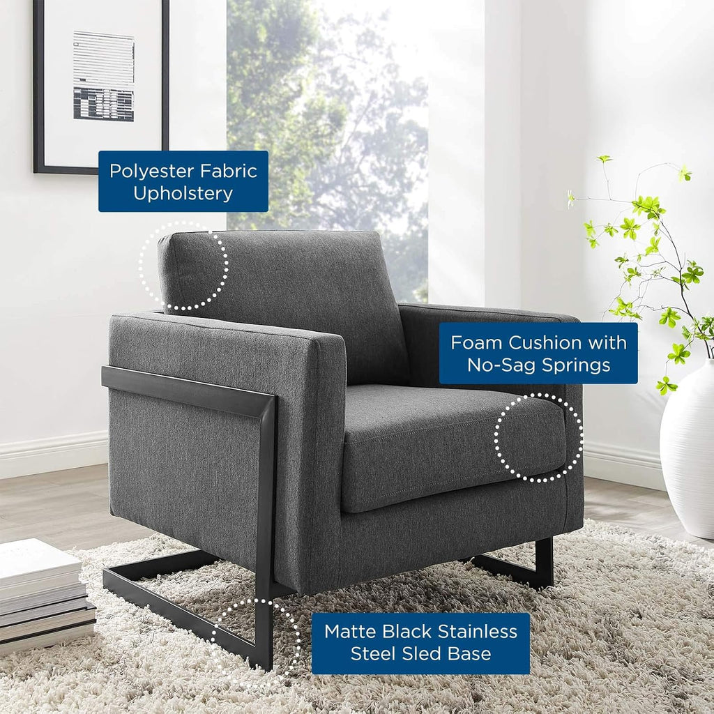 Posse Upholstered Fabric Accent Chair in Black Charcoal