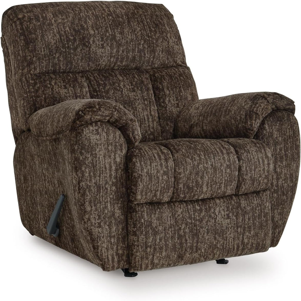 Signature Design by Ashley RiverCam Oversized Recliner Chair, Manual Rocker, Pillow-Top Arms and Polyester Fabric, Ideal for Living Room and Nursery, Chocolate Brown, 38' W