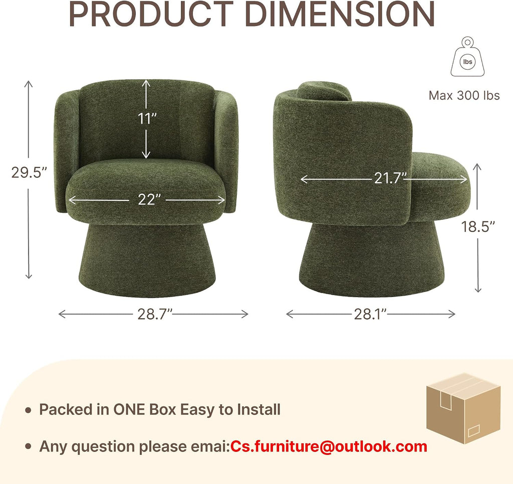 Swivel Barrel Chair Set of 2,360° Accent Chairs with Round Backrest,Upholstered Lounge Chair for Vanity,Living Room,Bedroom,Reading Nook,Green