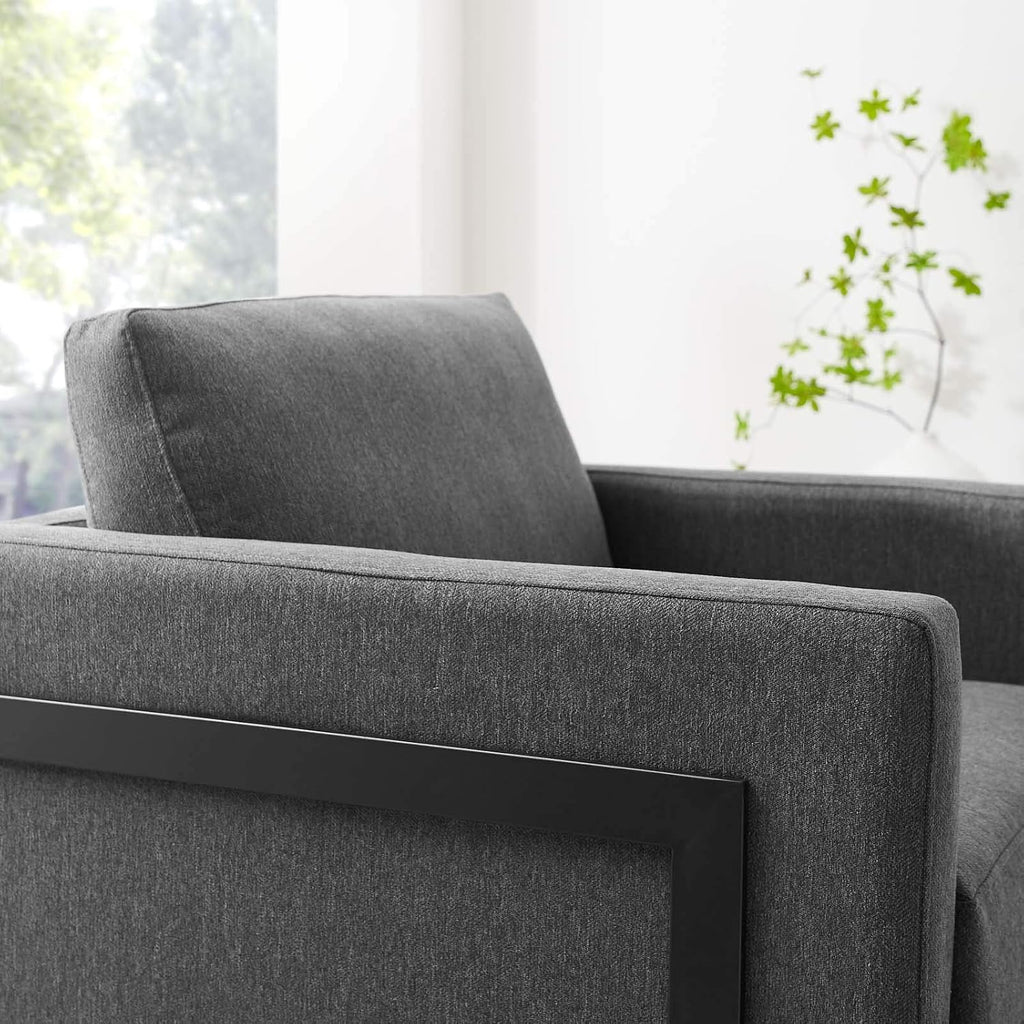 Posse Upholstered Fabric Accent Chair in Black Charcoal