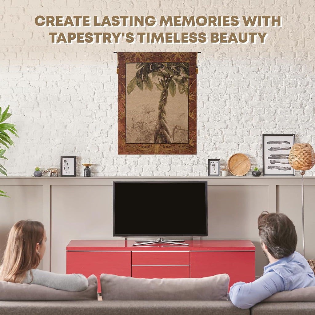 Charlotte Home Furnishings Inc. Le Ficus French Tapestry Wall Hanging, 40 X 30 Inch, Viscose Cotton And Polyester Blend Wall Art, Woven In France, Perfect For Home Decor And Wall Decor