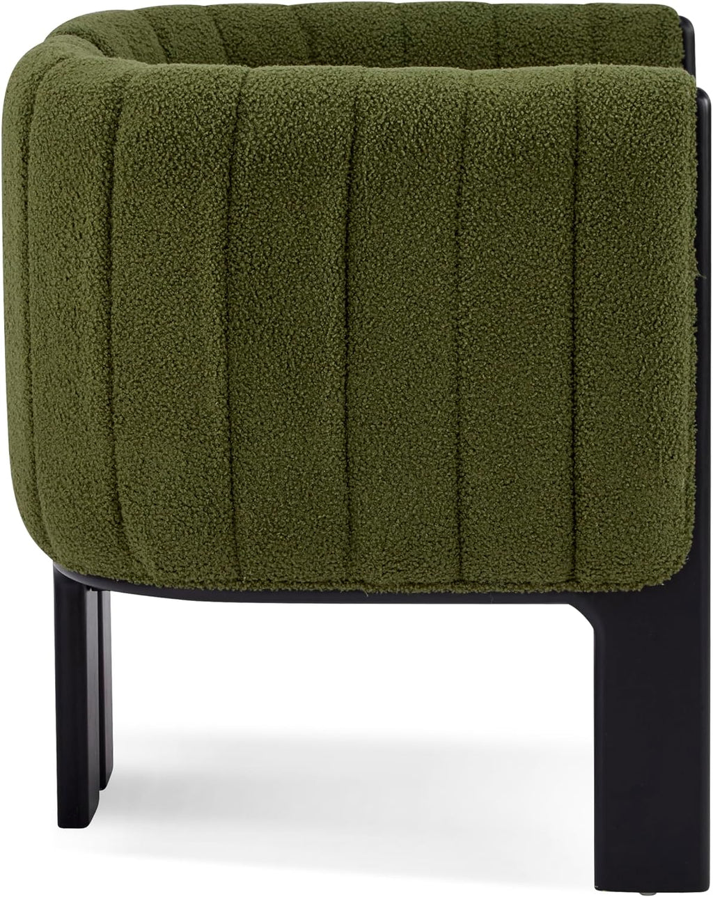 Christopher Knight Home Yusi Boucle Upholstered Dining Chairs Set of 2, Modern Wooden Dining Armchair, Curved Backrest Kitchen Side Chair, Living Room Accent Chair for Extra Seat, Black + Olive Green