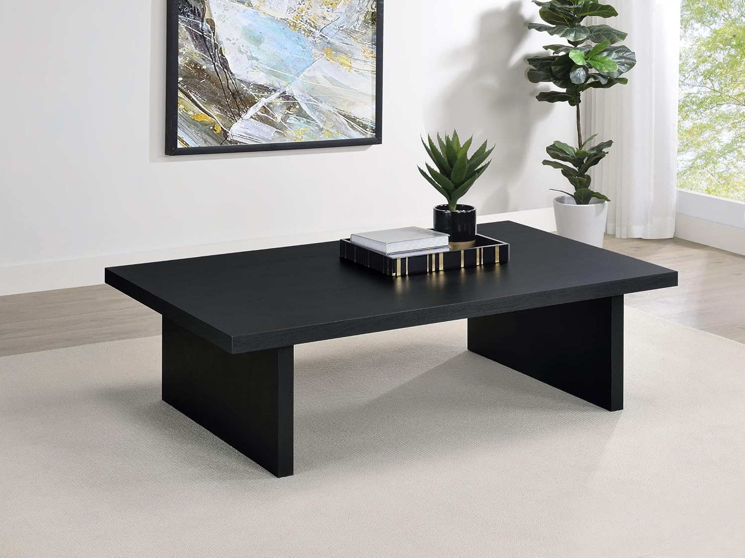 Coaster Home Furnishings Max Rectangular Engineered Laminate Coffee Table Black