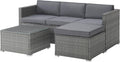 Patio Furniture Set - 3-Piece Rattan Outdoor Sectional, Ottoman, and Table Combo - Deck, Pool, Sunroom, or Backyard Furniture by Lavish Home (Gray)