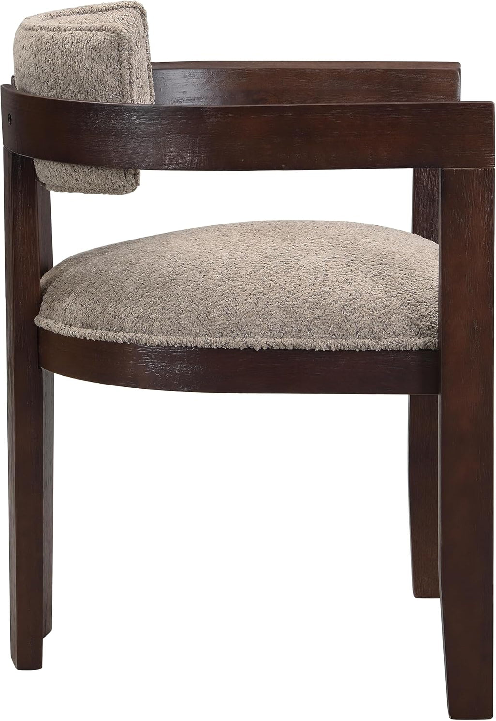 Christopher Knight Home Falcon Boucle Fabric Upholstered Dining Chairs Set of 2, Modern Wooden Dining Armchair, Curved Backrest Kitchen Side Chair,Living Room Accent Chair Extra Seat, Espresso