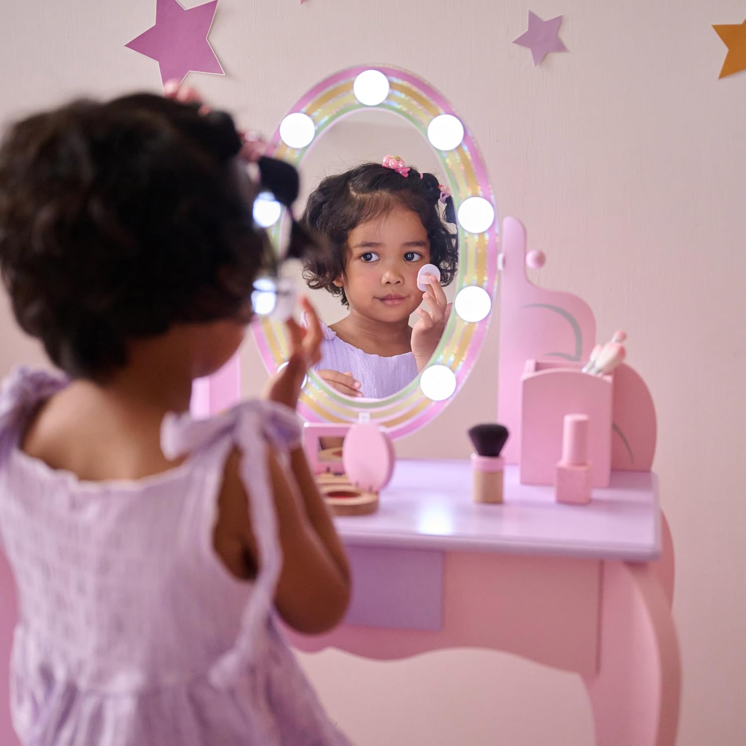 Teamson Kids - Little Princess Rapunzel Vanity with LED Illuminated Mirror