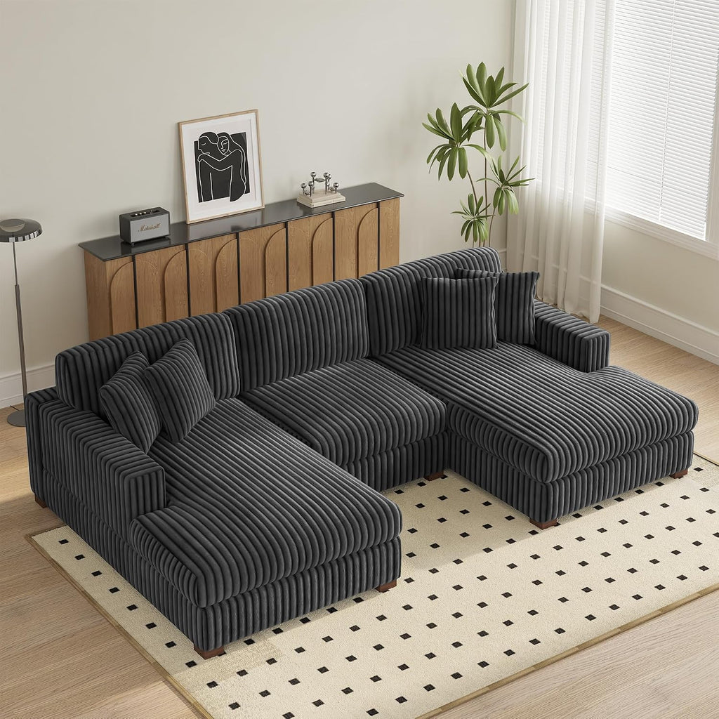65' Chaise Lounge Chair Indoor, Oversized Upholstered Recliner Sofa Bed for Living Room, Fluffy Plush Faux Fur Cloud Sofa Sleeper Couch Bedroom Reading Seat - Gray, Left Armrest