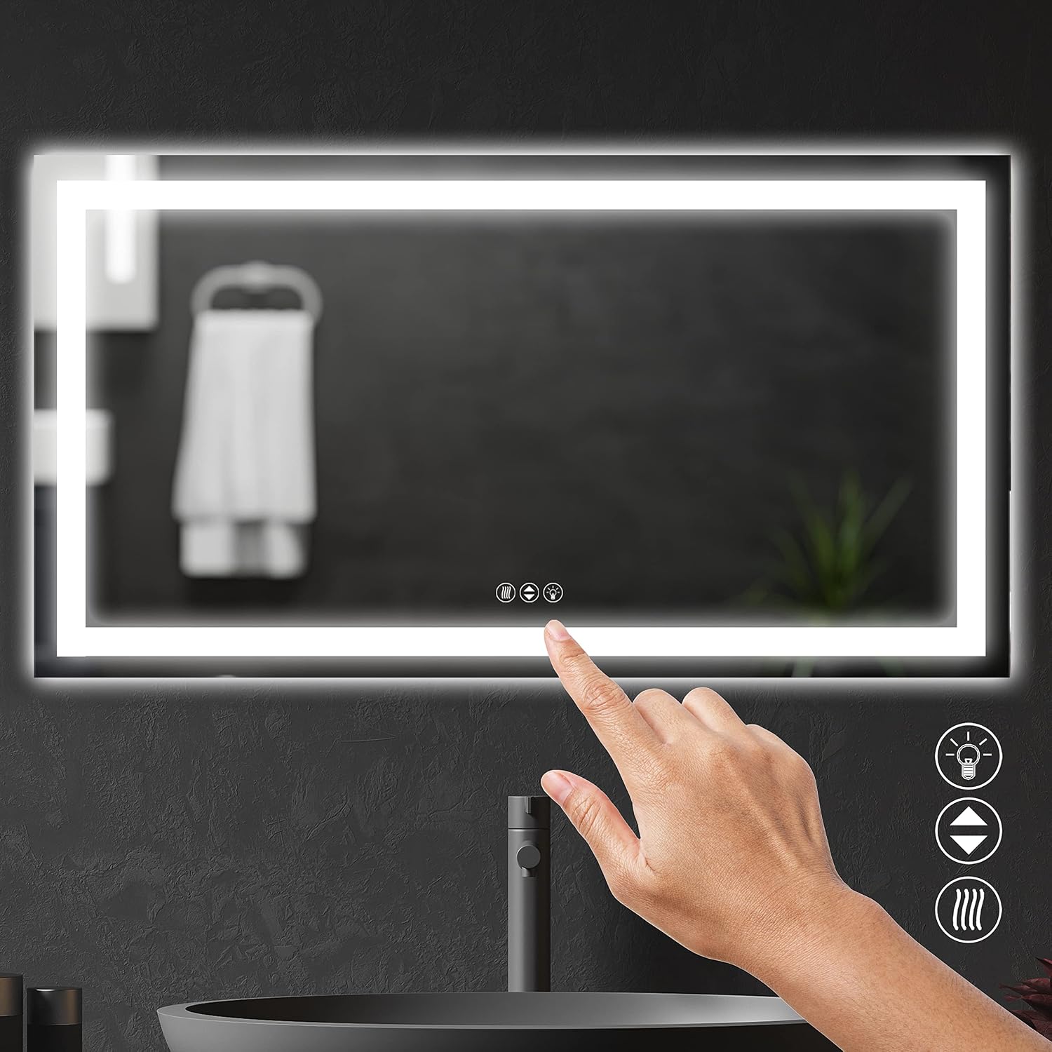 Prominence Home Luxury LED Bathroom/Wall Mirror with Front and Back Light, Anti-Fog, Shatter-Resistant and Adjustable Light Settings, 55 in x 30 in
