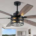 Bella Depot 60' Ceiling Fan with Light Farmhouse Caged Chandelier Fan with Remote Vintage Rustic Indoor Fandelier with Silent Motor for Dining Living Room Bedroom, (Bulbs not Included)
