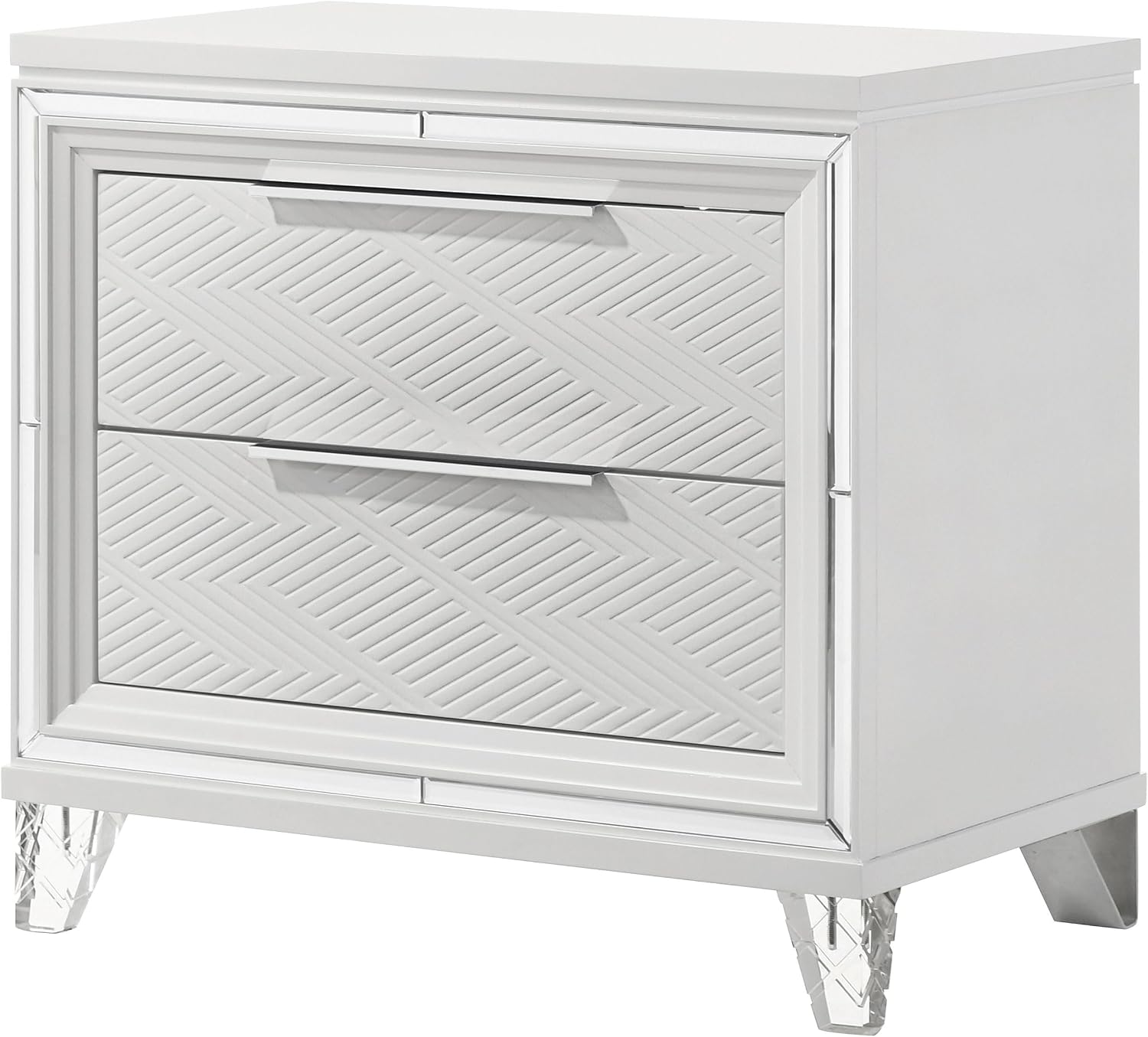 Coaster Home Furnishings Marmore Contemporary Wood 2-Drawer Bedroom Nightstand Bedside Table Organizer Unit White 224962