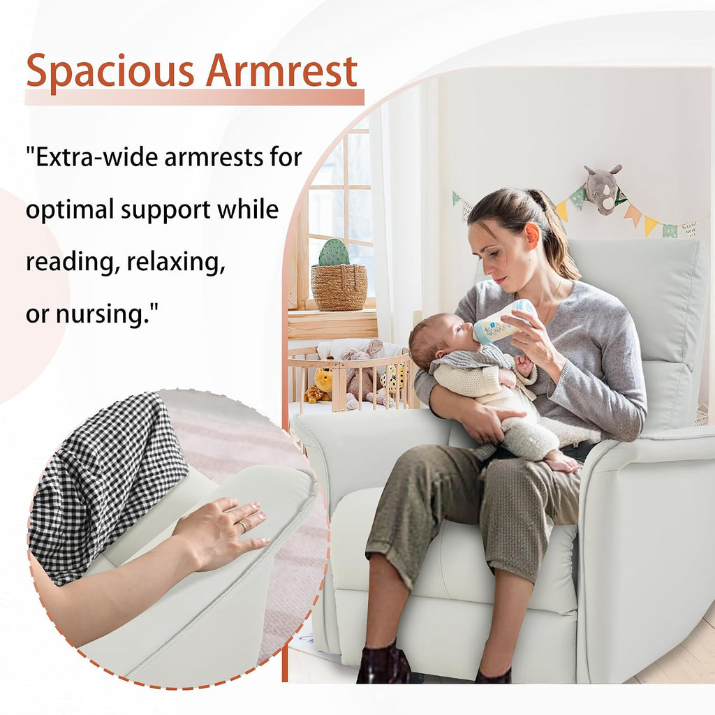 KEIKI Swivel Rocker Recliner Chair for Adults, Rocking Recliner Chair, Glider Rocking Chair, Reclining with Modern-Designed Armrests, Nursery Recliner for for Small Spaces/Living Room/Bedroom/Nursing