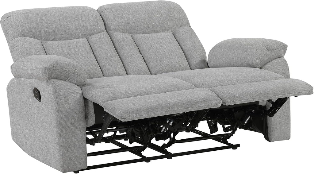 Lexicon Manual Double Recliner Loveseat for Living Room, Chenille Fabric Upholstered Reclining Sofa, Home Theater Seating, Easy Assembly, Recliner Love Seat Couch, Gray