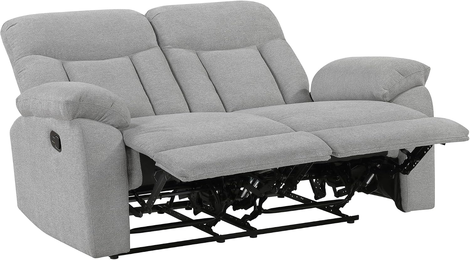 Lexicon Manual Double Recliner Loveseat for Living Room, Chenille Fabric Upholstered Reclining Sofa, Home Theater Seating, Easy Assembly, Recliner Love Seat Couch, Gray