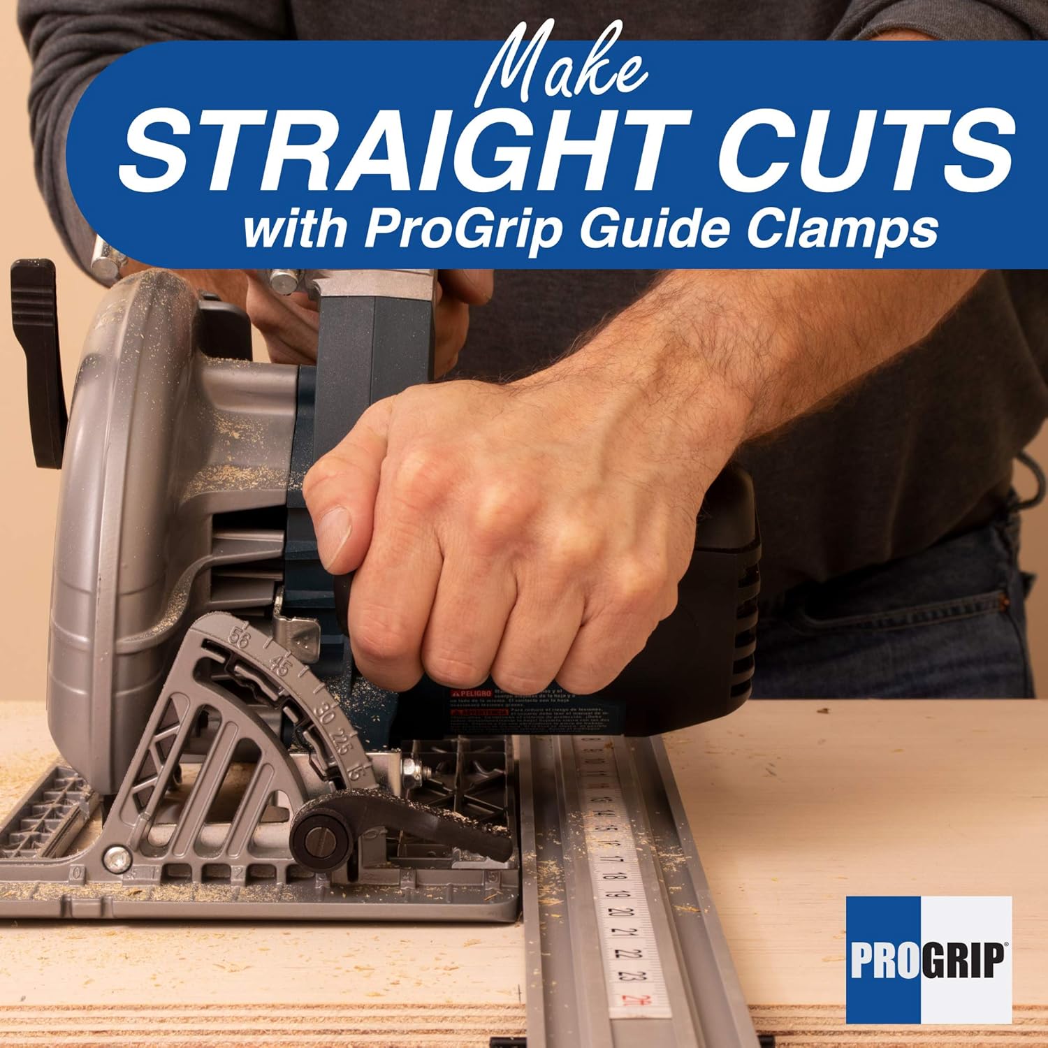 Peachtree Woodworking Supply ProGrip Aluminum Edge Clamp Set of 3-24 36 50, Ideal for Cutting Large Sheets of Plywood & Dado Slots, Circular Saw Straight Edge Guide Clamps and Edge Saw Guide