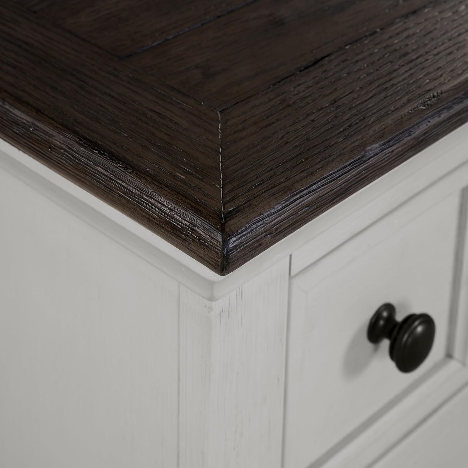 Furniture of America Roden Modern Farmhouse Solid Wood Nightstand with 3 Drawers and USB Ports, Large Bedside Table, Wooden Night Stand for Bedroom, Dorm, White/Dark Brown