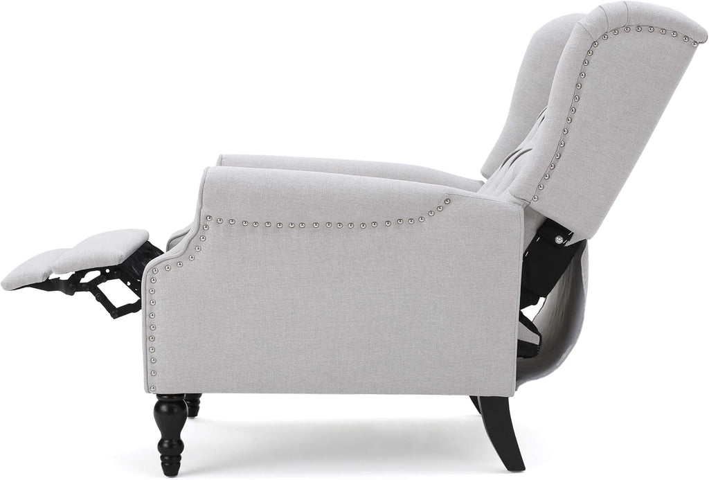 Christopher Knight Home Earlean Fabric Recliner (Set of 2), Light Gray, Dark Brown