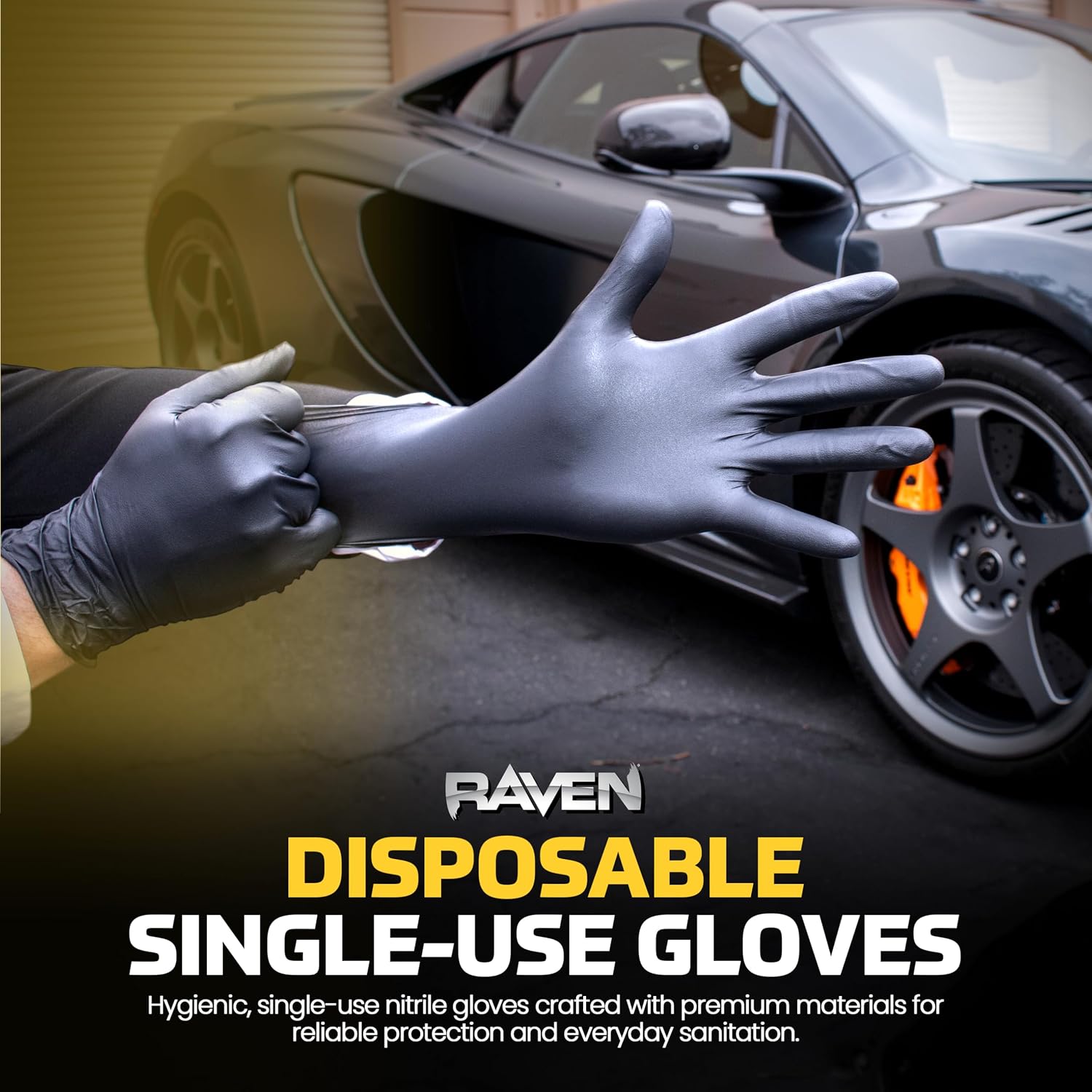 10 Pack SAS Safety 66517 Raven 6 mil Black Nitrile Disposable Gloves 7 Mil - Medium (10 boxes of 100 each)