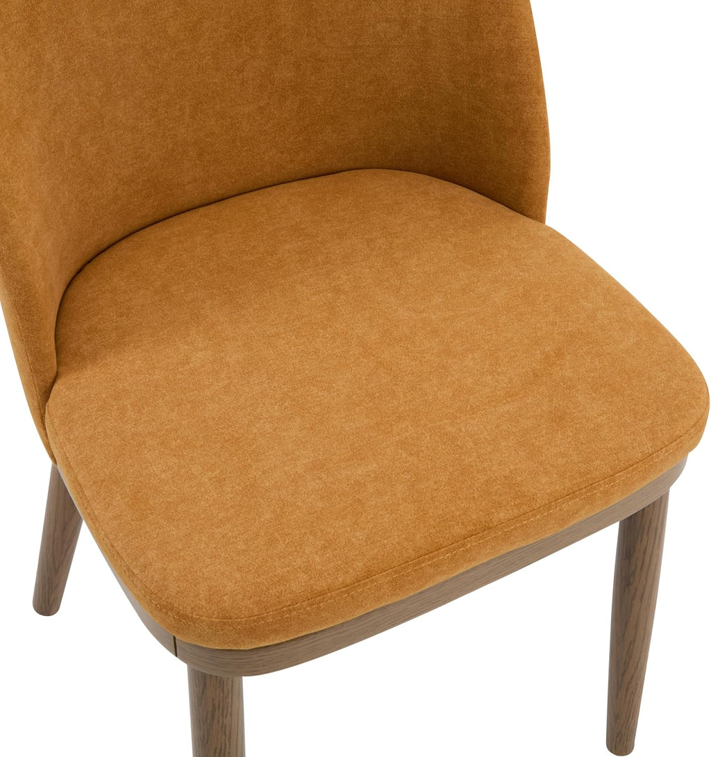 Christopher Knight Home Set of 2 Ringo Fabric Upholstered Dining Chairs,Rubberwood Frame, Curved Backrest,Foam-Filled Cushion, Armless Accent Chair/Side Chair for Dining Room/Kitchen, Ginger+Walnut