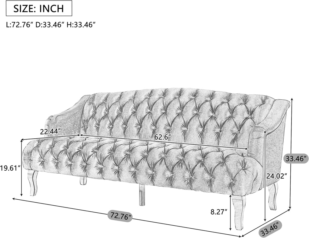 Christopher Knight Home Minxi Velvet Upholstered 3 Seater Sofa Couch, Wooden Home Sofa Living Room, Comfy Cloud Couch for Bedroom, Home Office, Button Tufted with Diamond Stitching, Dark Blue