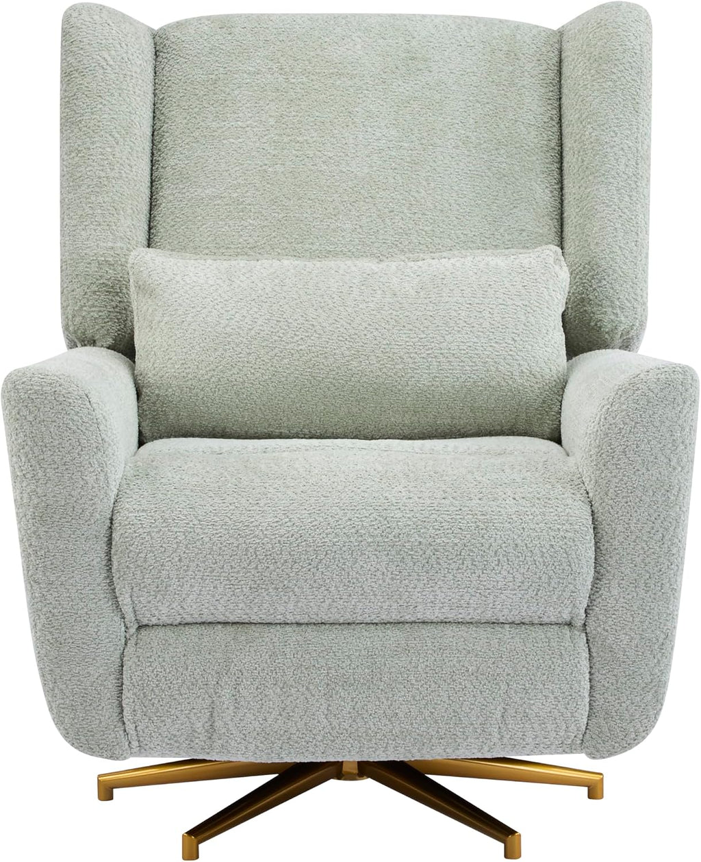 Christopher Knight Home Dolia Boucle Upholstered 360° Swivel Chair, Push-Back Power Recliner Chair, Iron Recliner Sofa with Rotation, Living Room Lounge Sofa, Adjustable Backrest, Gold+Light Green