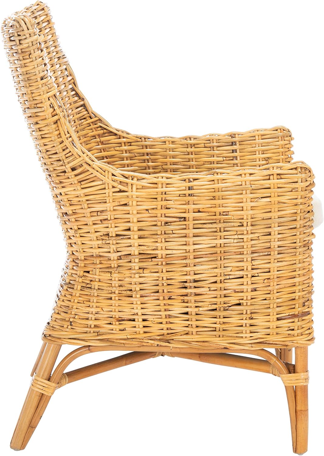 Safavieh Home Collection Cristen Rattan Cushion Accent Chair, Natural/White (ACH6513B)