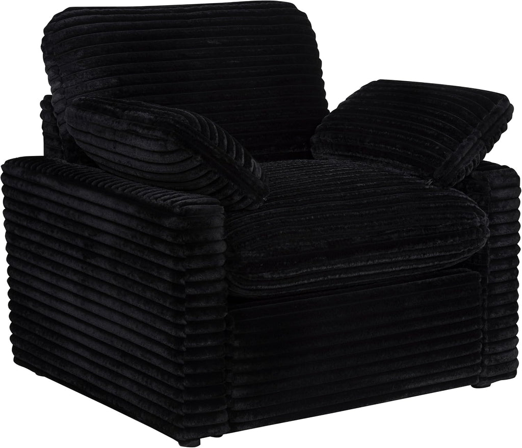 Coaster Home Furnishings - Collins - Wood and Fabric - Power Recliner with Horizontal Tufted Detail, Padded Arms, and Reversible Cushions - Living Room - Black - 610363P