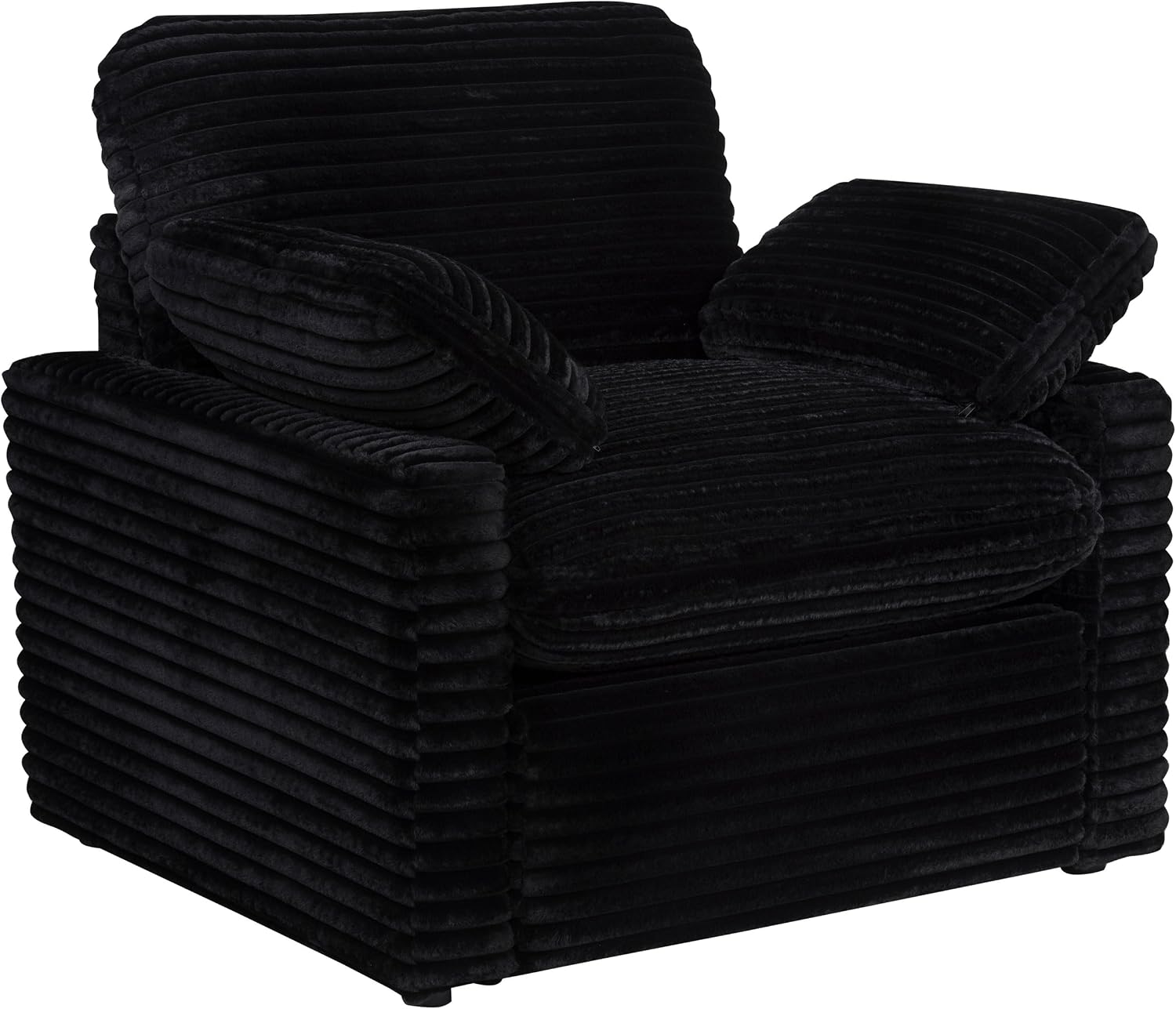 Coaster Home Furnishings - Collins - Wood and Fabric - Power Recliner with Horizontal Tufted Detail, Padded Arms, and Reversible Cushions - Living Room - Black - 610363P